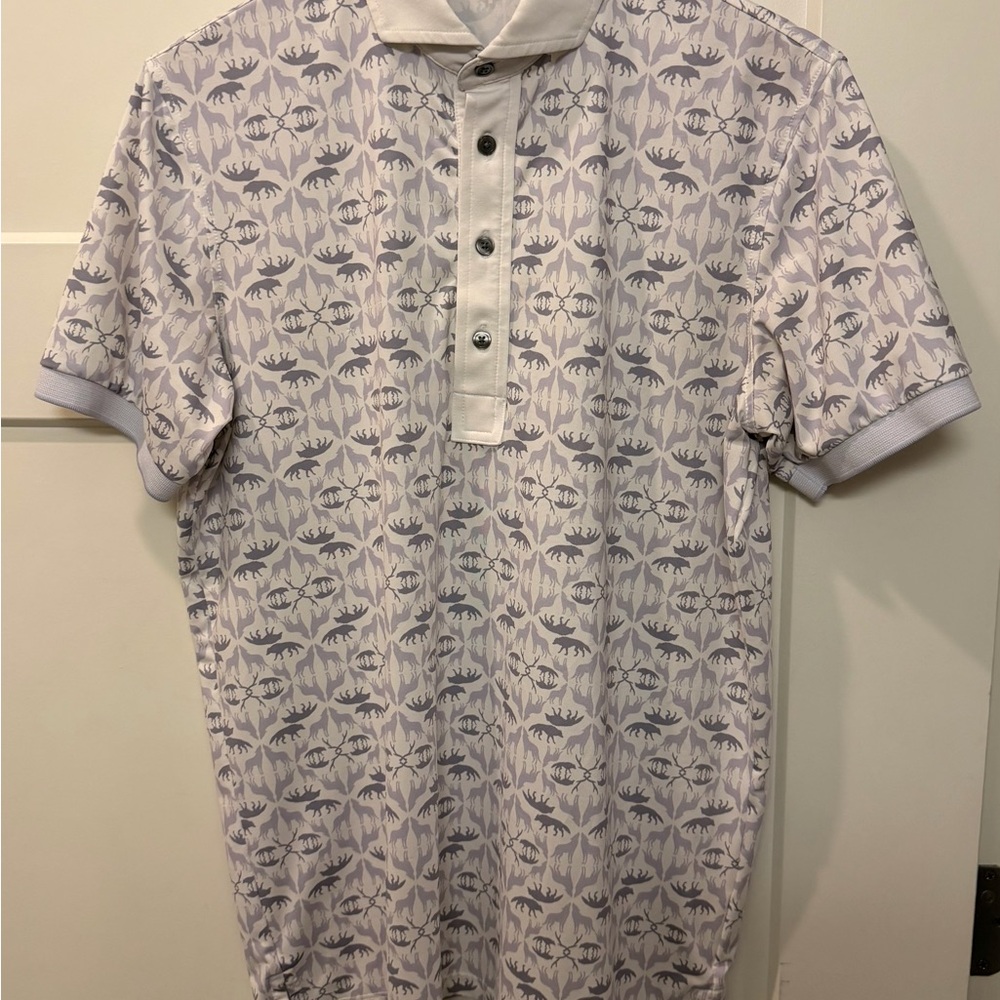 Greyson Men's Polo Shirt - White and Gray Pattern